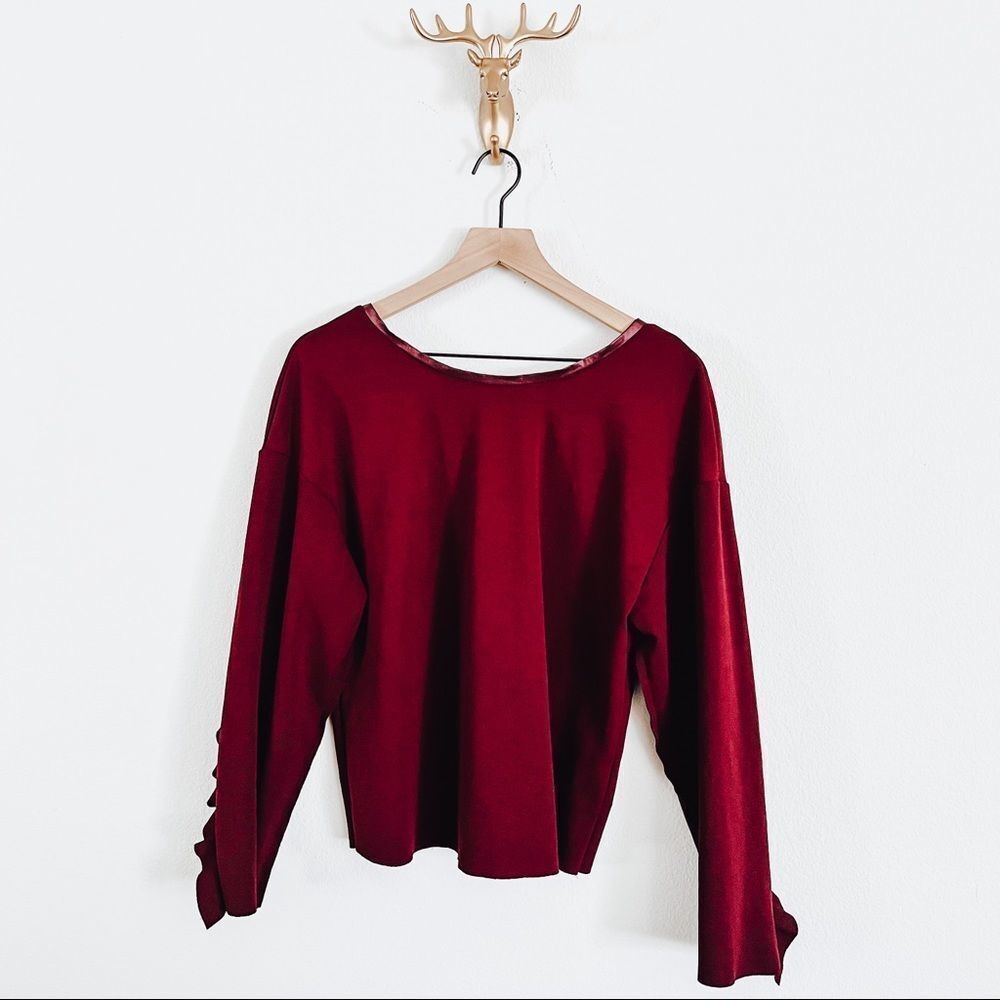 ZARA RED Ruffle Sleeve Top Blouse Size Medium